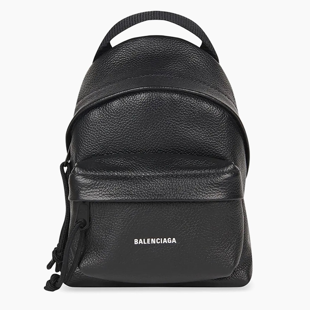 BALENCIAGA Mini Unisex Crossbody Backpack in black calfskin leather - Like New